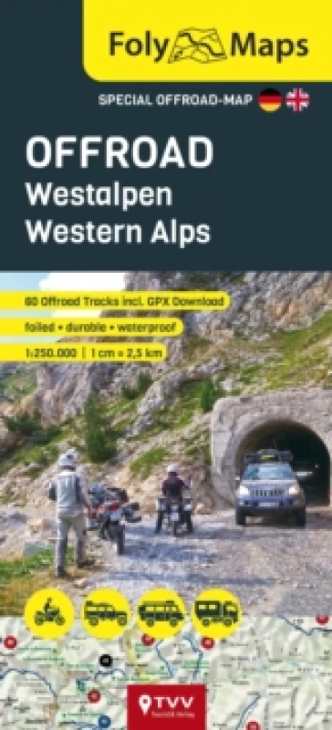 Image of FolyMaps OFFROAD Western Alps 1:250,000 : Special map with over 60 off-road tracks Sheet map, folded