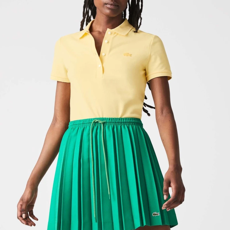 Image of Lacoste L.12.D Slim Fit Stretch Mini Piqu Polo Shirt - Yellow Yellow 8