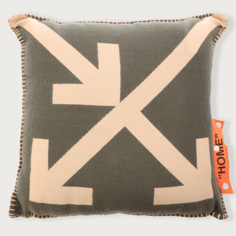 Image of Off White Arrow Pillow Army Green unisex One Size