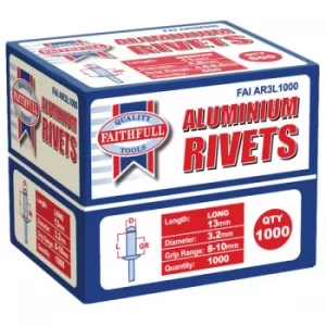 Image of Aluminium Rivets 3.2 X 13MM Long Bulk Pack of 1000