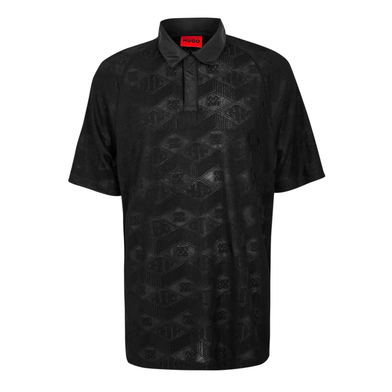 Image of Hugo Mens Dompoli Polo Short Sleeve Polo Shirt Black male XS