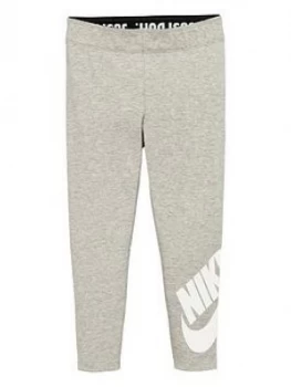 Image of Nike Sportswear Younger Girls Leg-A-See Leggings - Grey Heather, Size 5-6 Years, Women