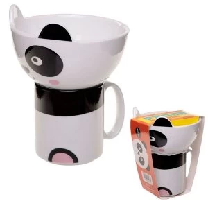Image of Cute Panda (Pack Of 4) Childrens New Bone China Mug and Bowl Set