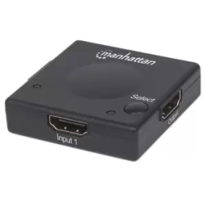 Image of Manhattan HDMI Switch 2-Port 1080p Connects x2 HDMI sources to x1 display Automatic and Manual Switching (via button) No external power required Black