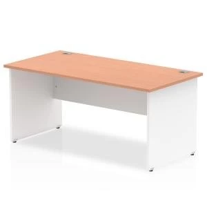 Image of Trexus Desk Rectangle Panel End 1800x800mm Beech Top White Panels Ref