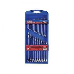 Image of Faithfull SPASETC25 Combination Spanner Set 15° Chrome Vanadium Chrome Plated Pack of 25