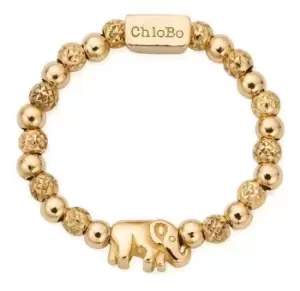 Image of ChloBo GR24039 Lucky Elephant Ring Gold Plated Size Medium Jewellery