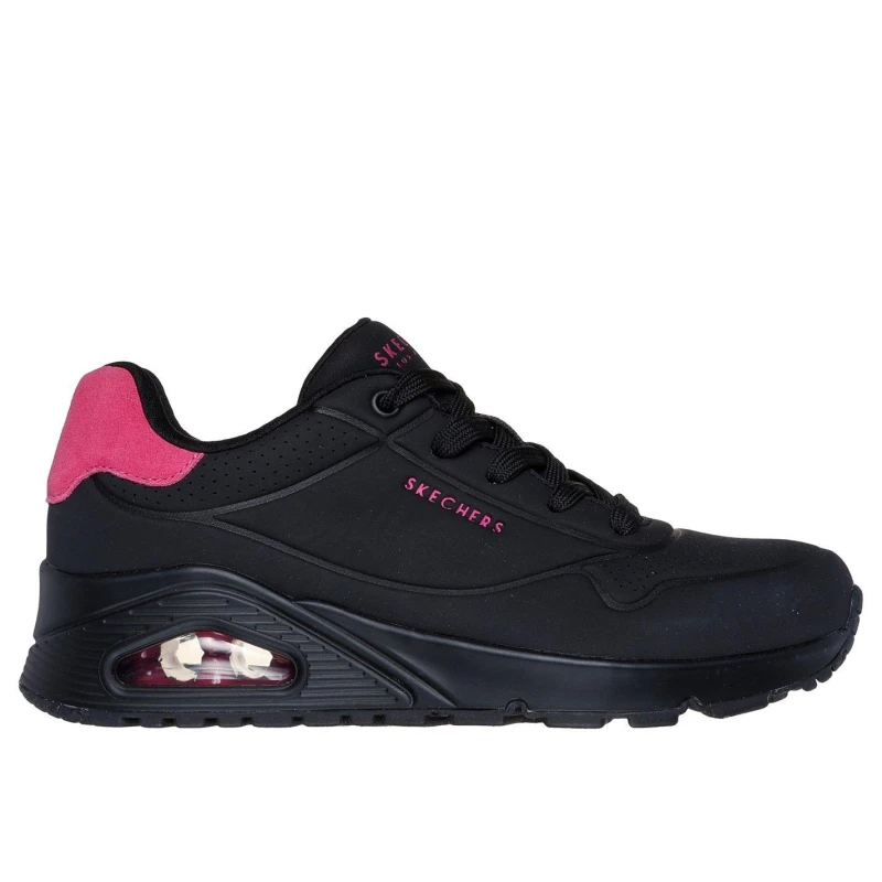 Image of Skechers Womens Uno Pop Back Black Pink Trainers - UK 6 Black female PS4075BKH6