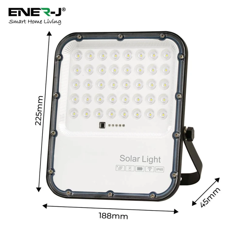 Image of ENER-J 150W LED Floodlights with Solar Panels 15W Solar 15AH Battery in White White Unisex