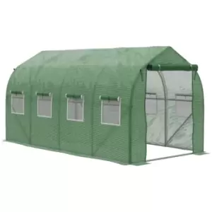 Image of Outsunny 4 X 2M Walk In Polytunnel Greenhouse Galvanised Steel With Zipped Door - Green