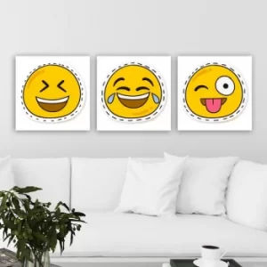 Image of PEMOJI3 Multicolor Decorative Canvas Painting (3 Pieces)