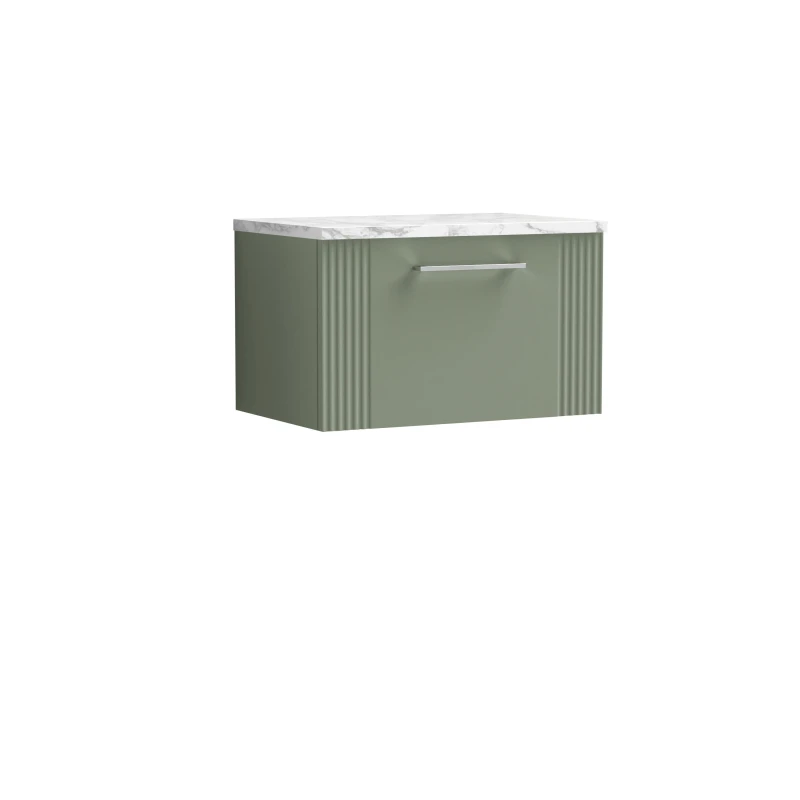 Image of Balterley 1 Drawer Wall Hung Vanity Marble Laminate Worktop Green 600mm Green