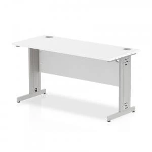 Image of Trexus Desk Rectangle Cable Managed Silver Leg 1400x600mm White Ref