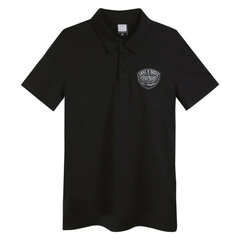 Image of Amplified Mens Paradise City Guns N Roses Polo Shirt in Black Size: Small Black Male S