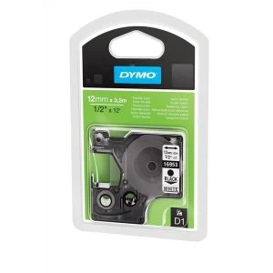 Image of Dymo 16957 Black on White Label Tape 12mm X 3.5m