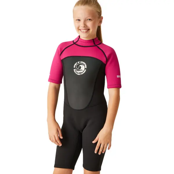 Image of Regatta Boys Shorty Lightweight Comfortable Grippy Wetsuit 9-10 Years - Chest 69-73cm (Height 135-140cm) Black/Duchess/White RKM023G-D5N-9