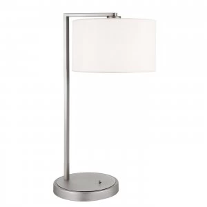 Image of Table Lamp Matt Nickel Plate, Vintage White Silk Effect, E27