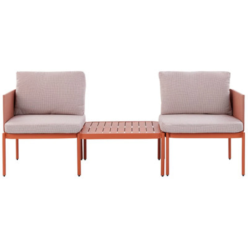 Image of Beliani Garden Lounge Set With Table 2 Seater Terracina Metal Orange