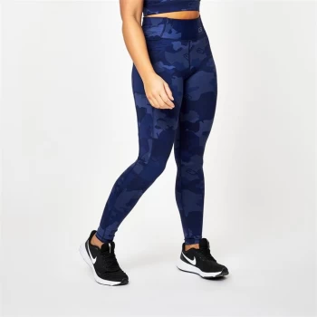Image of USA Pro X Courtney Black Sports Power Camo Leggings - Blue Camo