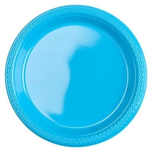 Image of Disposable Plates Plastic Caribbean Blue (Pack Of 10)