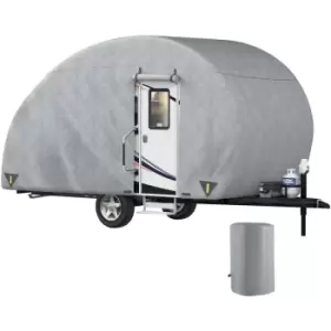 Image of VEVOR Teardrop Trailer Cover, Fit for 8' - 10' Trailers, Upgraded Non-Woven 4 Layers Camper Cover, UV-proof Waterproof Travel Trailer Cover w/ 2