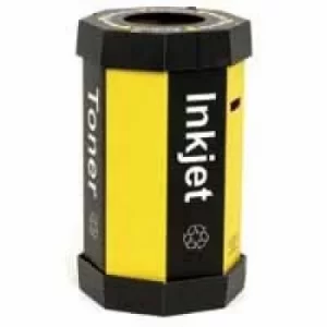 Image of Acorn Cartridge Recycling Bin 60 Litre BlackYellow Pack of 5 059783