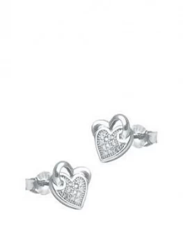Image of The Love Silver Collection Heart Cubic Zirconia Studs