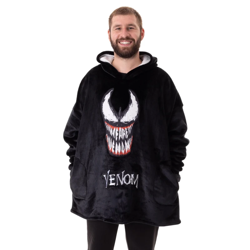 Image of Marvel Marvel Men Blanket Hoodie in Black One Size Male 5063203277988