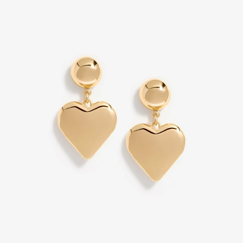Image of Mood Gold Polished Puffed Heart Drop Earrings Jewellery Sets One Size Gold 42512010000