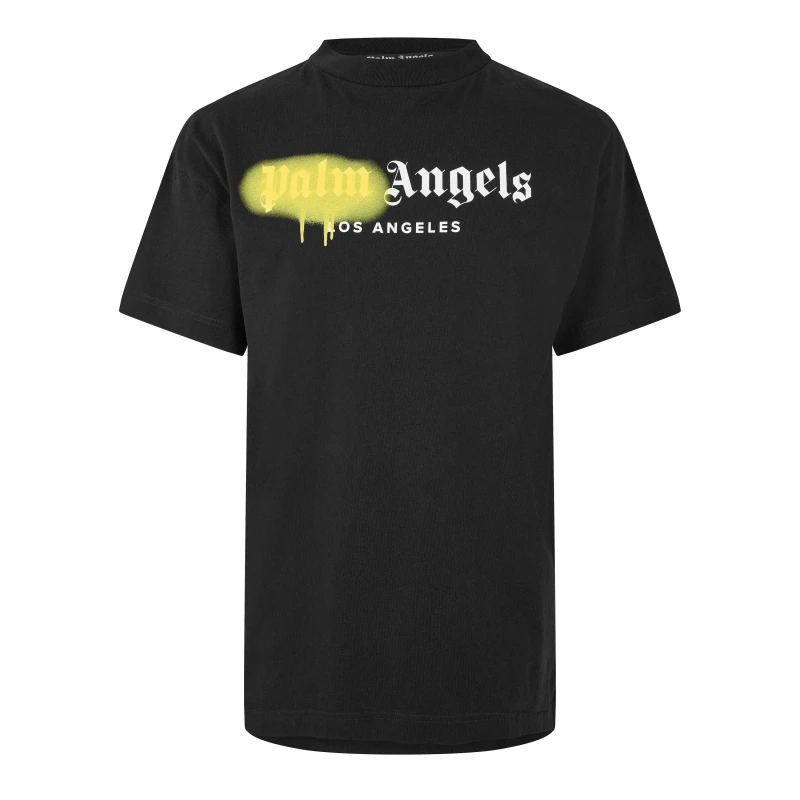 Image of Palm Angels Mens La T-Shirt Black Yellow male 2XS