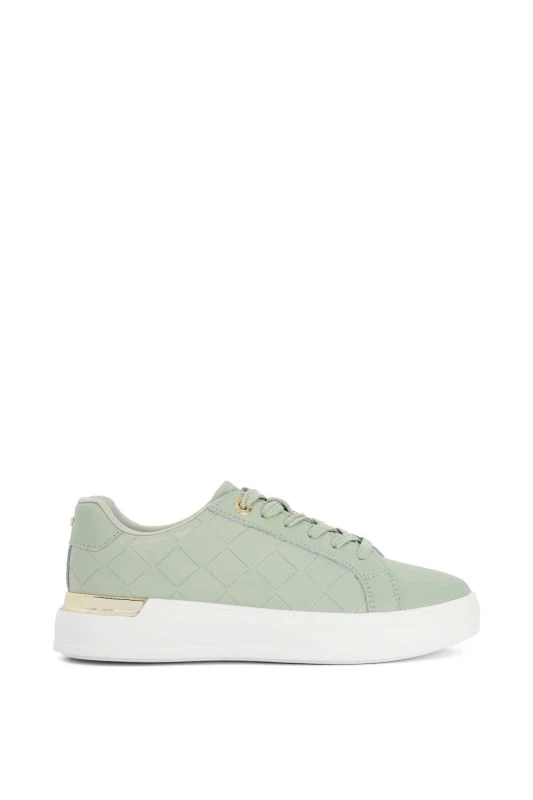 Image of Dune London Womens 'Eave' Leather Trainers in Green Size: 7 Green Female 7