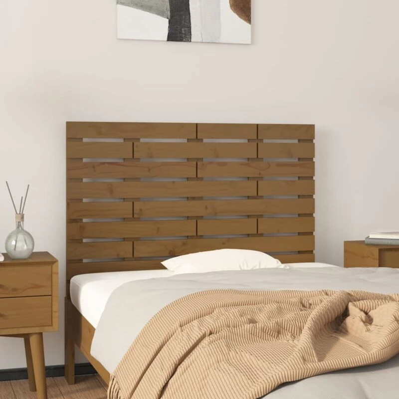 Image of Vidaxl Wall Headboard Honey Brown 106X3X63cm Solid Wood Pine, Brown 824716
