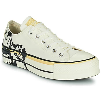 Image of Converse CHUCK TAYLOR ALL STAR LIFT HYBRID FLORAL OX womens Shoes Trainers in White,2.5