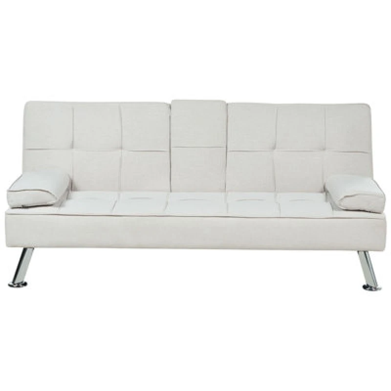 Image of Beliani Sofa Bed 3 Seater Roxen Fabric Light Beige