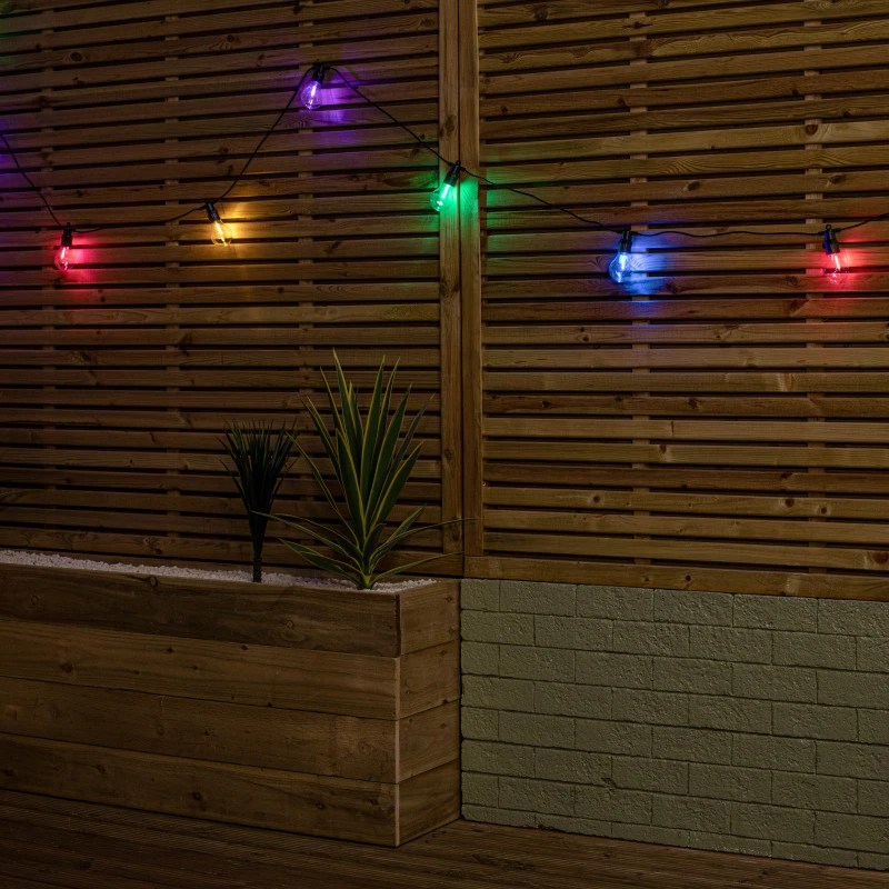 Image of Set of 10 Indoor Outdoor Connectable Festoon Lights with Multi-Coloured LEDs