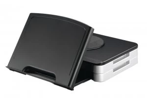 Image of Q Connect Monitor Riser with Document Holder - Black