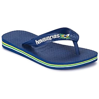 Image of Havaianas BRASIL LOGO boys's Childrens Flip flops / Sandals in Blue - Sizes 13 kid,7 toddler,8 / 9 toddle,10 / 11 kid,12 kid