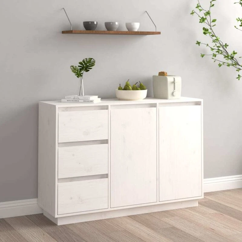 Image of VIDAXL Sideboard White 111x34x75cm Solid Wood Pine Vidaxl 8720286904435