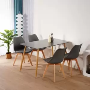 Image of Kitchen Dining Table With 4 Tulip Padded Chairs Table Set Of 4