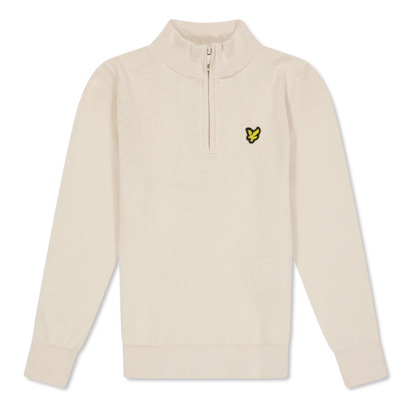 Image of Lyle and Scott Kids Quarter Zip Knitted Jumper Putty male 3-4 Yrs