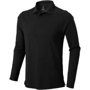 Image of Elevate Mens Oakville Long Sleeve Polo Shirt (M) (Solid Black)