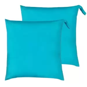 Image of Furn. Plain Outdoor Polyester Filled Floor Cushions Twin Pack Aqua