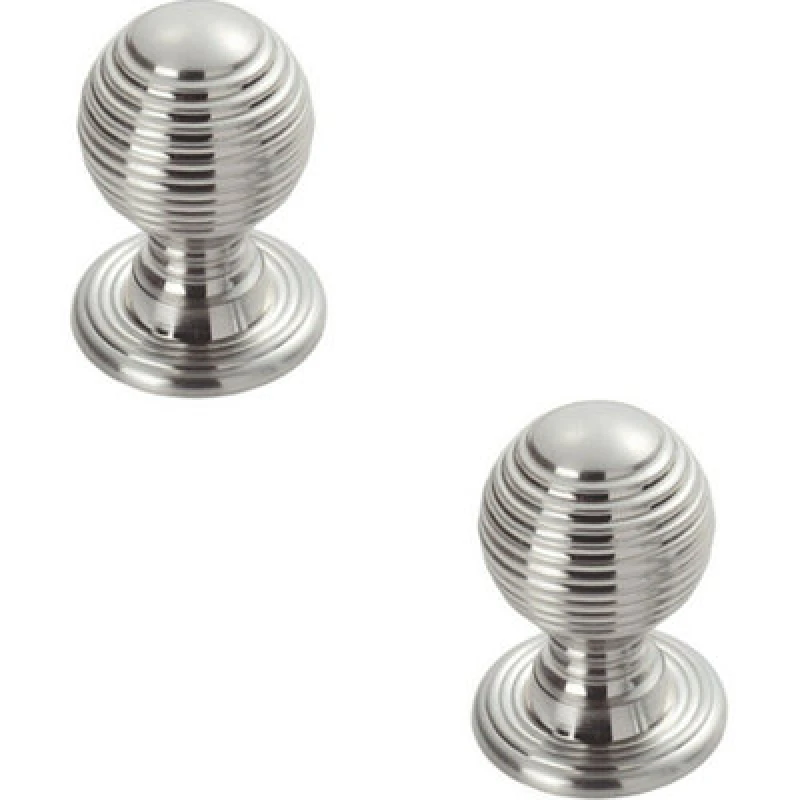 Image of Loops 2x Textured Reeded Ball Cupboard Door Knob 23mm Dia Polished Chrome Handle Multi unisex
