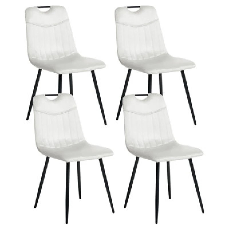 Image of Beliani Set Of 4 Dining Chairs Argyle Velvet Off-White