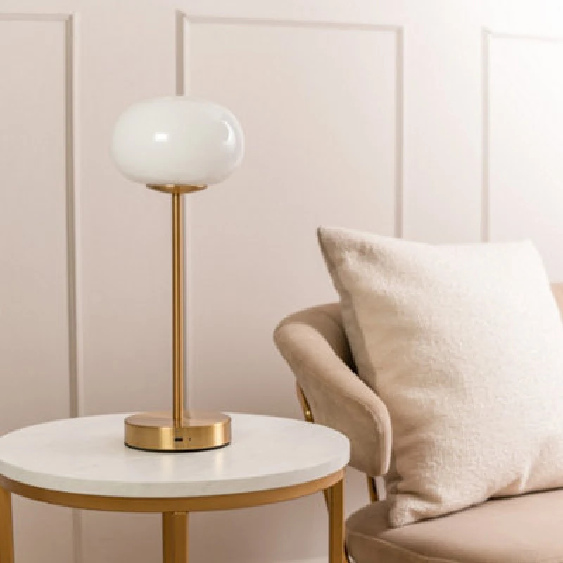 Image of ValueLights Emmy Rechargeable LED Portable Touch Table Lamp Gold