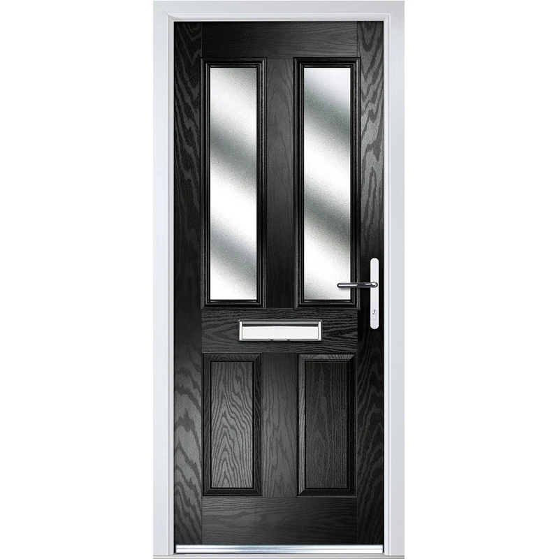 Image of Crystal Grp Door Four Square Two Glass Black Lh 920 X 2055Mm Obs, Black 42BLLHOB