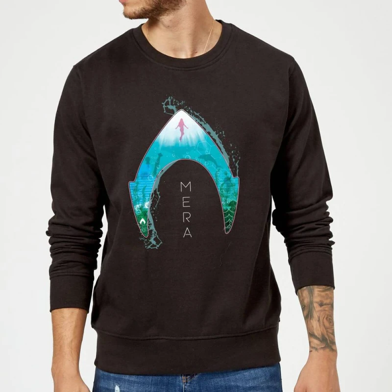 Image of Aquaman Mera Logo Sweatshirt - Black - L