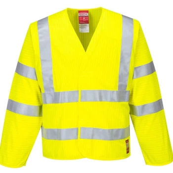 Image of FR85YERS/M - sz S/M Hi-Vis Anti Static Jacket - Flame Resistant - Yellow - Portwest