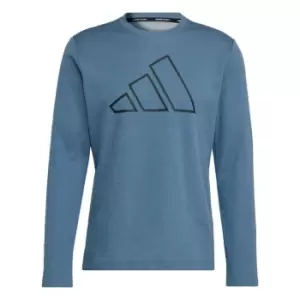 Image of adidas Train Icons 3 Bar Logo Training Crew Sweatshirt Me - Blue