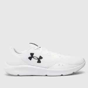 Image of Under Armour White & Black Charged Pursuit 3 Trainers